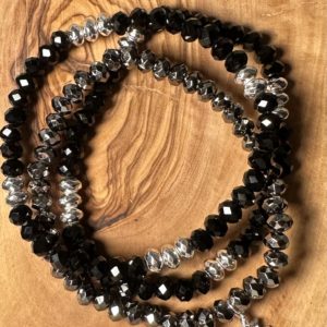 Handmade Set of 3 black and pewter