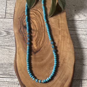 Turquoise with square and gold beads