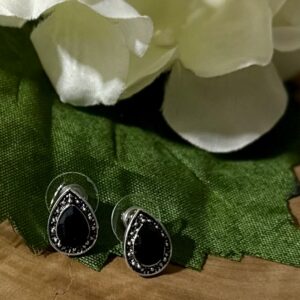 Black water drop earrings