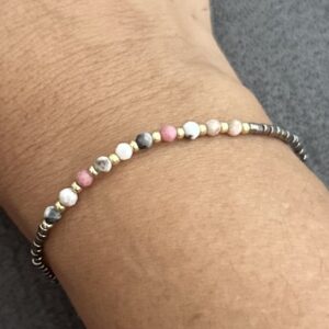 Tiny beads pewter and pink