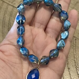 Blue Crystal and blue oval charm