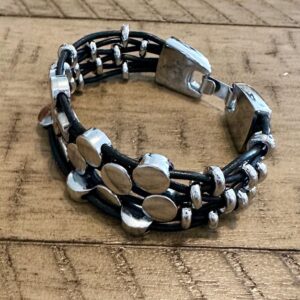 Multi string black and silver bracelet