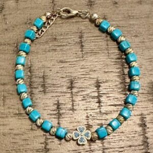 Four leaf clover turquoise bracelet