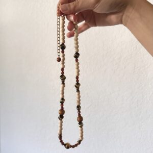 Handmade beige beads necklace