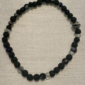Handmade Black and Grey lava beads