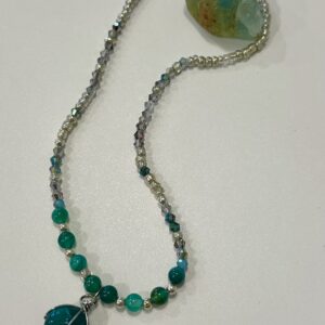 Handmade green with rock charm