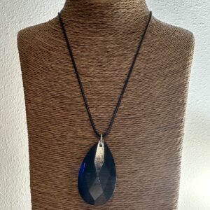 Black thin cord with navy blue rock