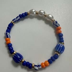 Royal blue and Orange with pearls