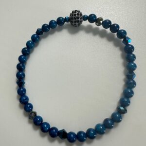 Navy bleue and Pewter charm bracelet