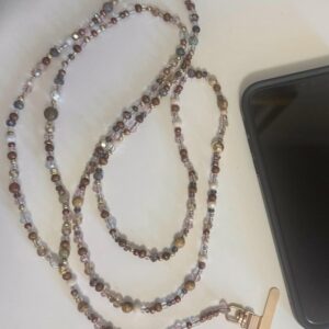 Handmade earth and pink tones phone lanyard